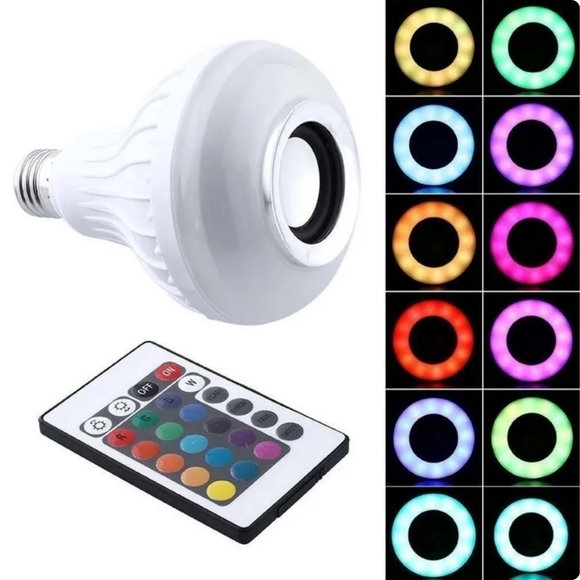 Remote control multicolored LED light bulb plays music. Bluetooth light w music - Picture 3 of 12